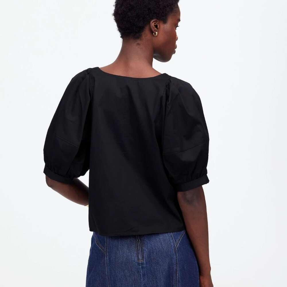 Madewell Relaxed Scoopneck Short-Sleeve Top in True Black - Picture 2 of 4